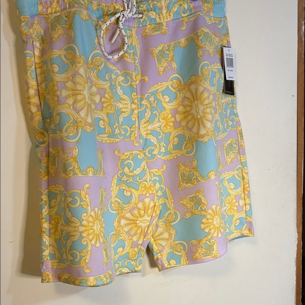 Men's Pastel Floral Swim Board Shorts - Yellow, Blue & Pink